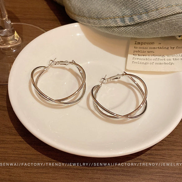 Alloy Geometric Cross Circle Electroplated Women's Earrings
