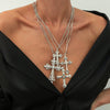 Alloy Geometric Cross Inlaid Pearl Pendant Necklace With Electroplating Metal Chain Unisex