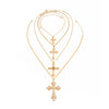 Alloy Geometric Cross Inlaid Pearl Pendant Necklace With Electroplating Metal Chain Unisex