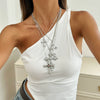 Alloy Geometric Cross Inlaid Pearl Pendant Necklace With Electroplating Metal Chain Unisex