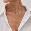Alloy Geometric Cross Pendant Necklace With Snake Bone Chain Electroplating Hiphop Design For Women