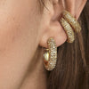 Alloy Geometric Cshaped Dot Diamond Electroplated Ear Clips Earrings
