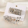 Alloy Geometric Cshaped Square Metal Earrings With Diamond Embedded And Electroplating Treatment For Women
