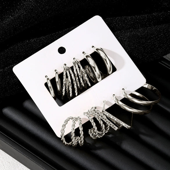 Alloy Geometric Cshaped Square Metal Earrings With Diamond Embedded And Electroplating Treatment For Women