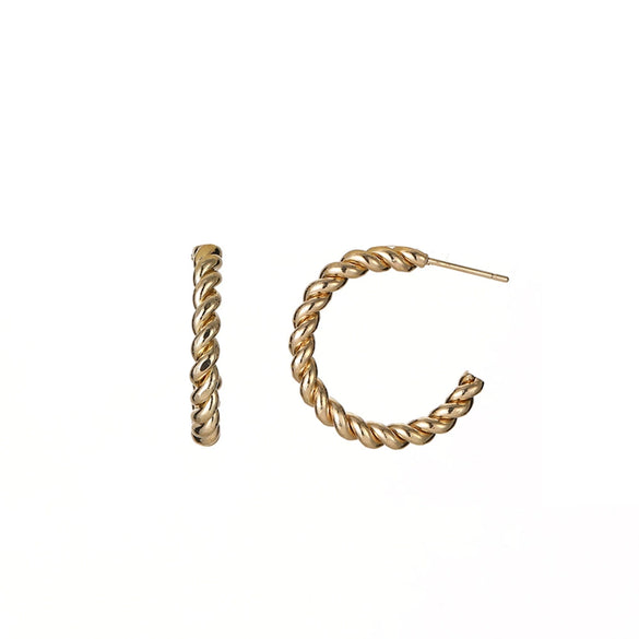 Alloy Geometric Cshaped Twisted Golden Plain Loop Earrings For Women