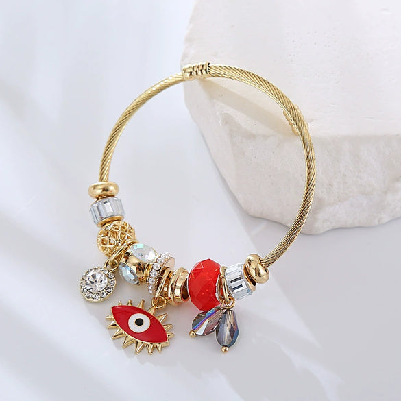 Alloy Geometric Devil's Eye Dripping Oil Bracelet Unisex Fashionable