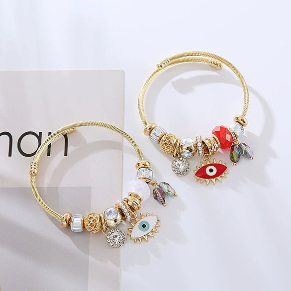 Alloy Geometric Devil's Eye Dripping Oil Bracelet Unisex Fashionable