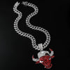 Alloy Geometric Diamond Bull Head Pendant Men's Cuban Chain Necklace Accessories