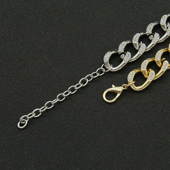 Alloy Geometric Diamond Cuban Chain Bracelet Unisex