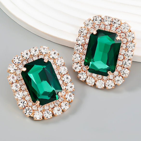 Alloy Geometric Diamond Earrings For Women