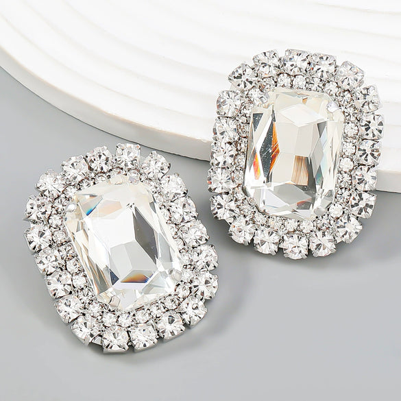 Alloy Geometric Diamond Earrings For Women