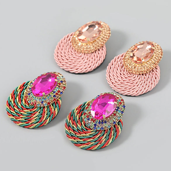 Alloy Geometric Diamond Earrings