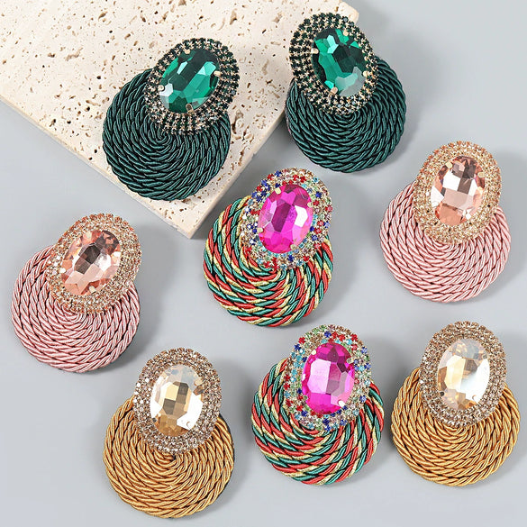 Alloy Geometric Diamond Earrings