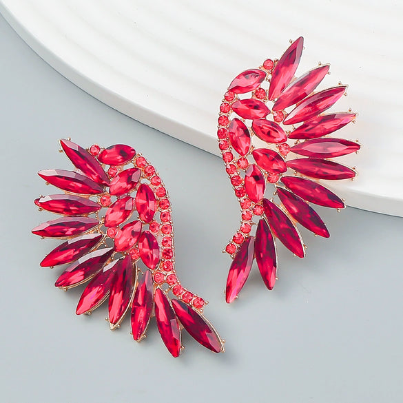 Alloy Geometric Diamond Fashion Fan Wings Earrings