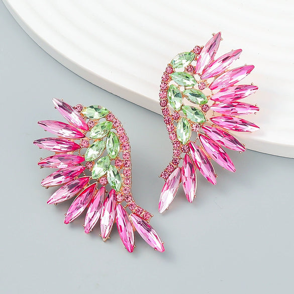 Alloy Geometric Diamond Fashion Fan Wings Earrings