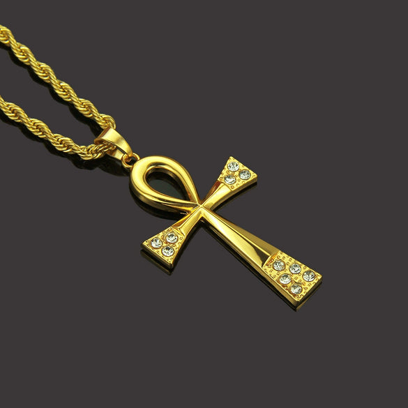 Alloy Geometric Diamond Key Pendant Necklace Jewelry