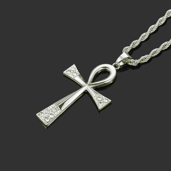 Alloy Geometric Diamond Key Pendant Necklace Jewelry