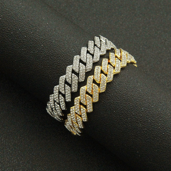 Alloy Geometric Diamond Men's Cuban Chain Bracelet Punk Hipster Jewelry
