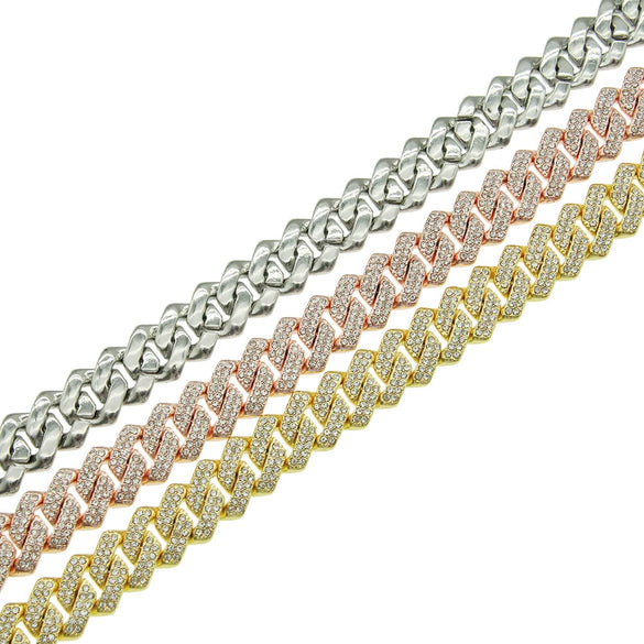Alloy Geometric Diamond Men's Cuban Chain Bracelet Punk Hipster Jewelry