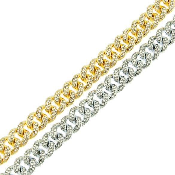 Alloy Geometric Diamond Men's Hipster Punk Fashion Cuban Chain Bracelet