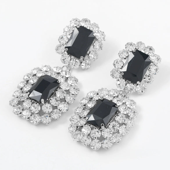 Alloy Geometric Diamond Rhinestone Glass Diamond Earrings