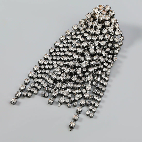 Alloy Geometric Diamond Rhinestone Tassel Earrings For Women