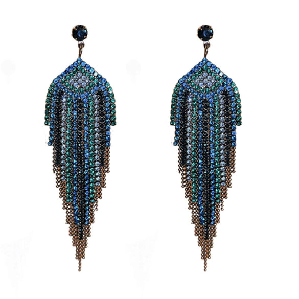 Alloy Geometric Diamond Tassel Earrings