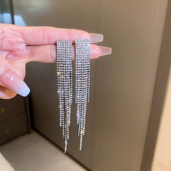Alloy Geometric Diamond Tassel Earrings