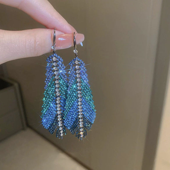 Alloy Geometric Diamond Tassel Earrings
