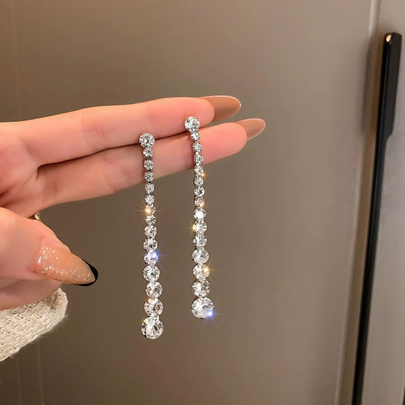 Alloy Geometric Diamond Tassel Earrings