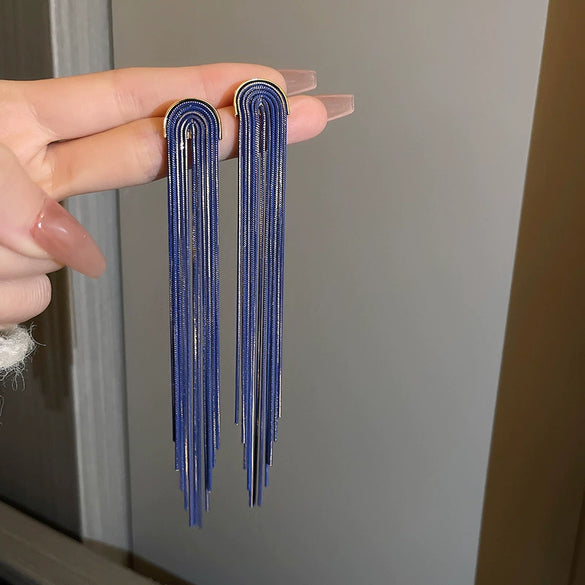 Alloy Geometric Diamond Tassel Earrings