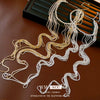 Alloy Geometric Diamondembedded Tassel Long Clavicle Chain Necklace For Women Electroplated Fashion Niche Style