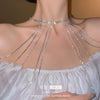 Alloy Geometric Diamondembedded Tassel Long Clavicle Chain Necklace For Women Electroplated Fashion Niche Style