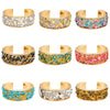 Alloy Geometric Diamondencrusted Electroplated Multilayered Glossy Cut Out Open Bracelet For Unisex
