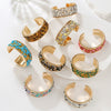 Alloy Geometric Diamondencrusted Electroplated Multilayered Glossy Cut Out Open Bracelet For Unisex