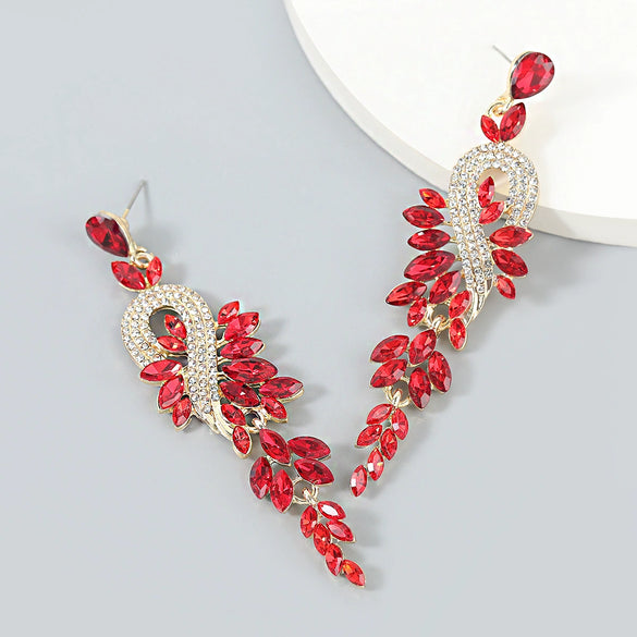 Alloy Geometric Diamondencrusted Rhinestone Long Earrings For Women