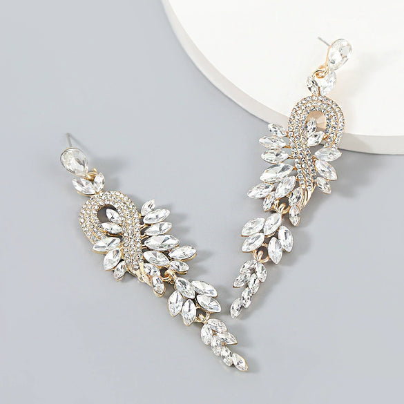 Alloy Geometric Diamondencrusted Rhinestone Long Earrings For Women