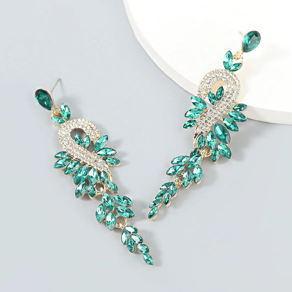 Alloy Geometric Diamondencrusted Rhinestone Long Earrings For Women