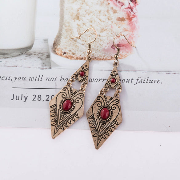 Alloy Geometric Diamondinlaid Vintage Bohemian Earrings