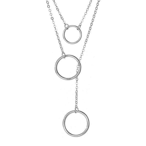 Alloy Geometric Double Ring Highend Necklace For Women With Electroplating Treatment