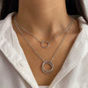 Alloy Geometric Double Ring Highend Necklace For Women With Electroplating Treatment