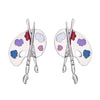 Alloy Geometric Dripping Oil Asymmetric Palette Brush Earrings For Women