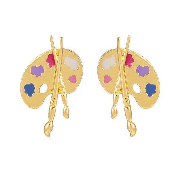 Alloy Geometric Dripping Oil Asymmetric Palette Brush Earrings For Women