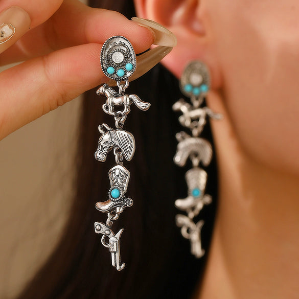 Alloy Geometric Dripping Oil Stud Earrings