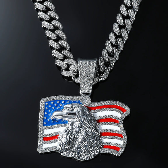 Alloy Geometric Eagle Rhinestone Pendant Necklace For Men