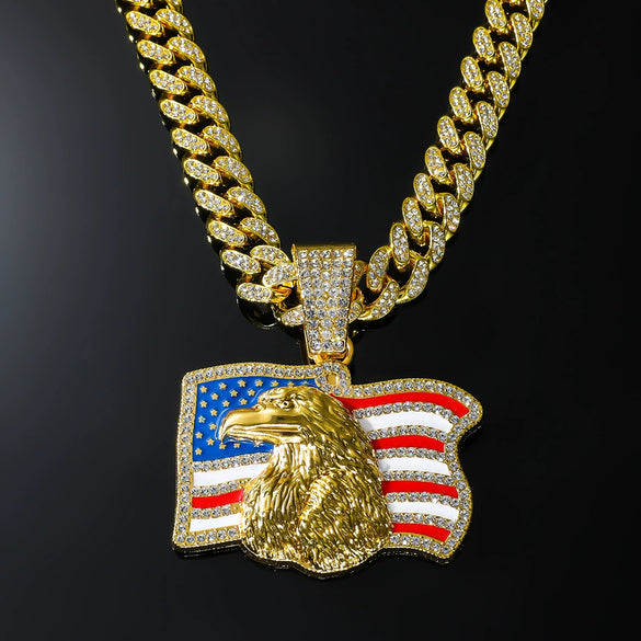 Alloy Geometric Eagle Rhinestone Pendant Necklace For Men