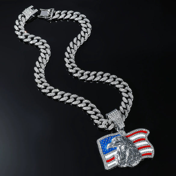 Alloy Geometric Eagle Rhinestone Pendant Necklace For Men