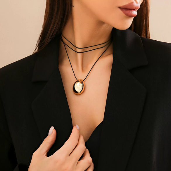 Alloy Geometric Egg Noodle Choker Women's Wax Line Necklace Jewelry