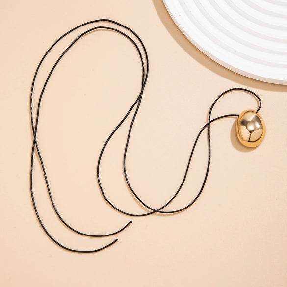 Alloy Geometric Egg Noodle Choker Women's Wax Line Necklace Jewelry