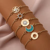 Alloy Geometric Electroplated Butterfly Drop Oil Crescent Coin Open Combination Bracelet